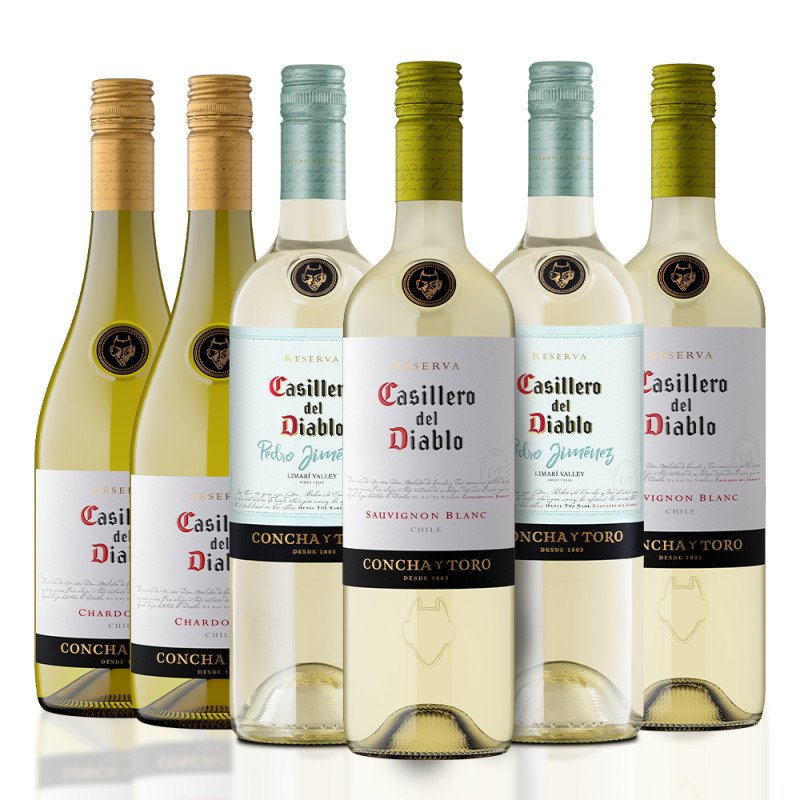 Garrafa de Kit Família Casillero Del Diablo Branco 750ml - 6 garrafas, kits
